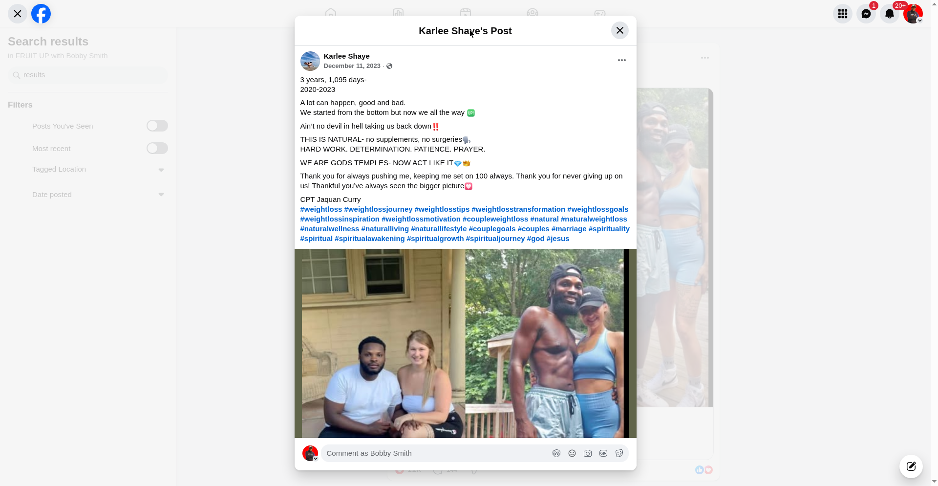 Original Facebook testimonial screenshot from Karlee Shaye